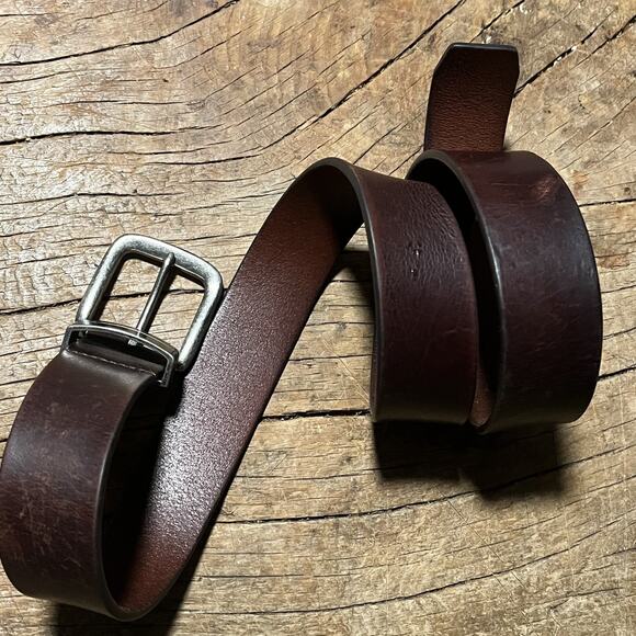 Unbranded Belt Mens 38 Brown Genuine Leather Silver Buckle - Picture 16 of 16